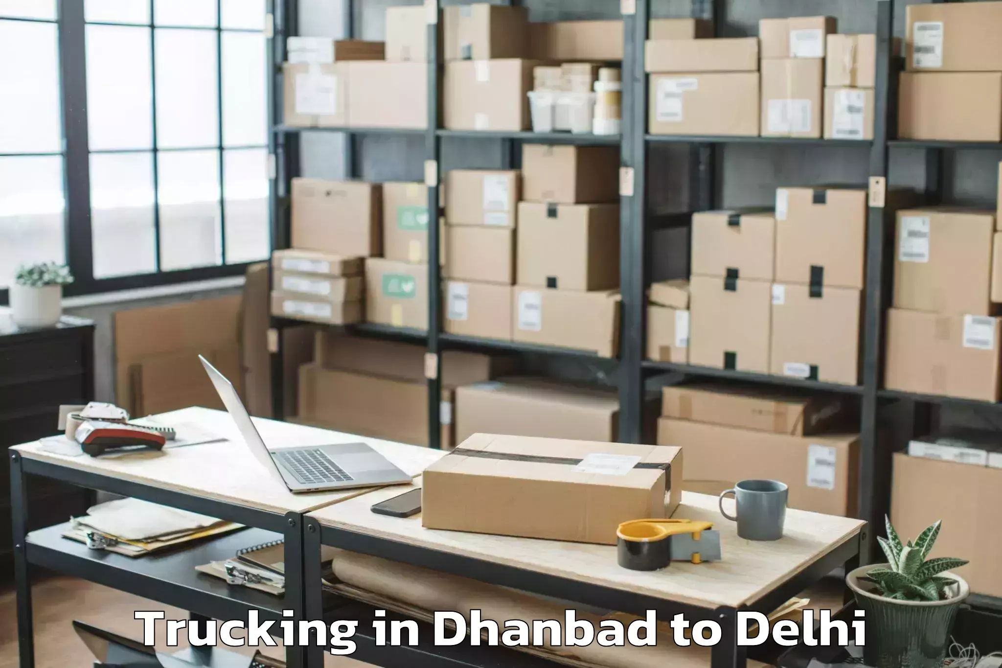 Professional Dhanbad to University Of Delhi Trucking